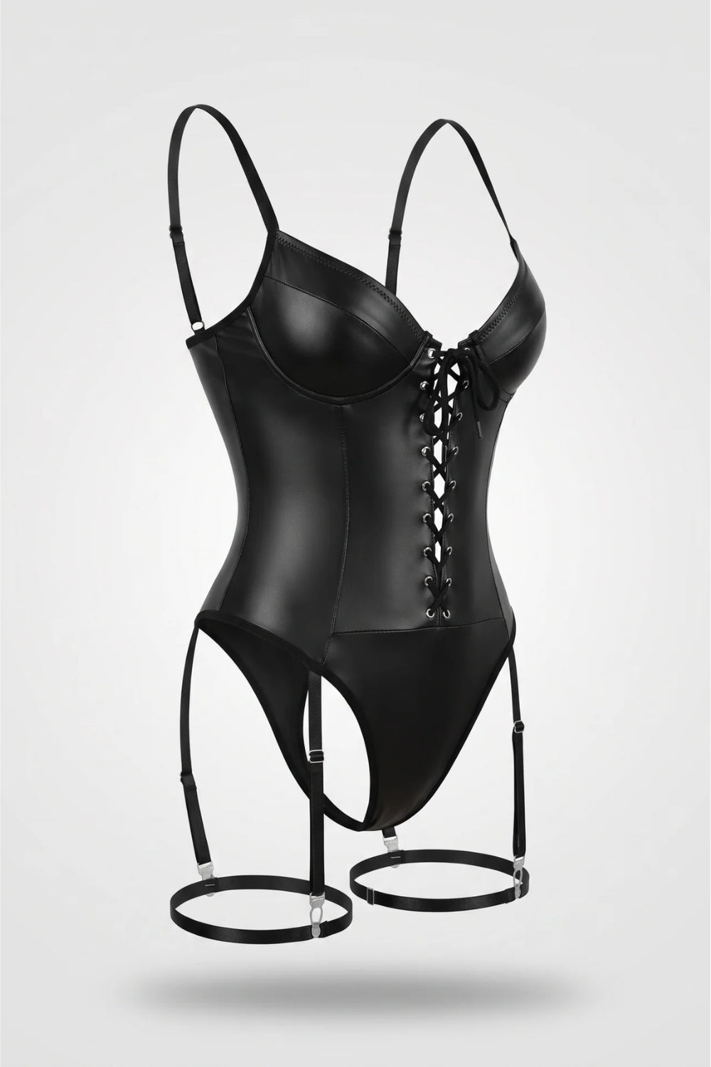 Lace-up leather-look – Bodysuit