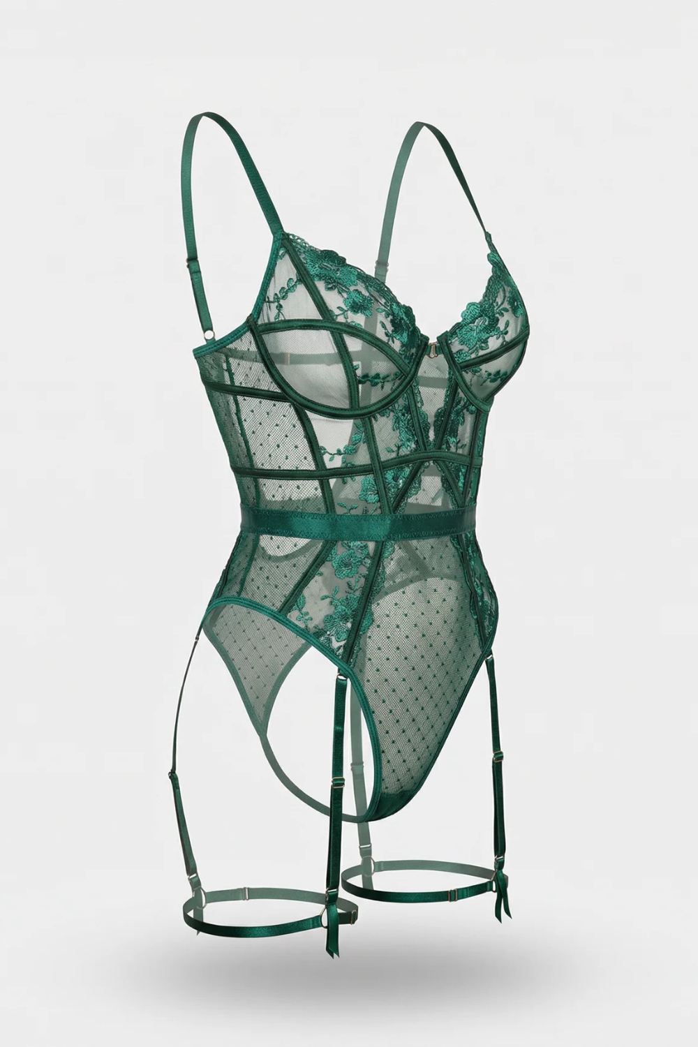 Floral lace garter detail – Bodysuit