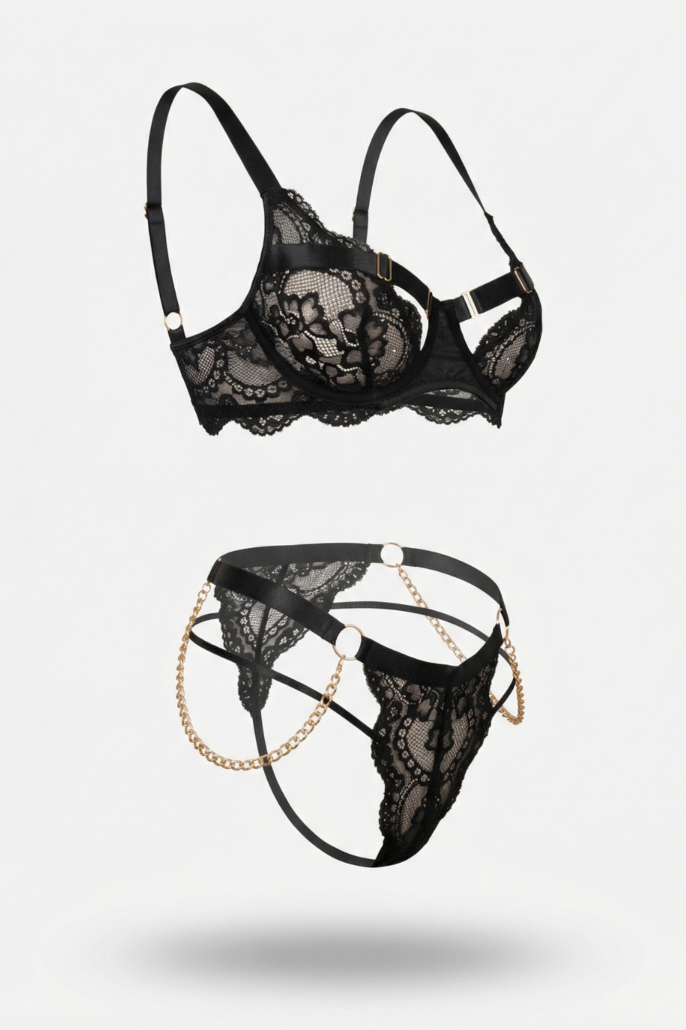 Floral lace with chain accents – Lingerie set