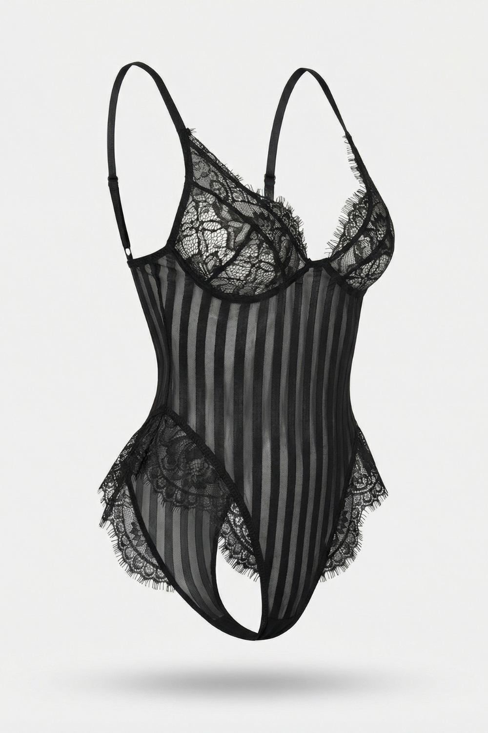 Sheer stripe lace – Bodysuit