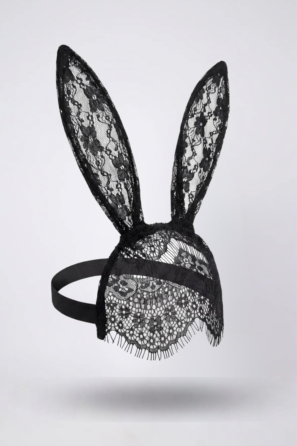 Sheer lace bunny ear costume mask in black #Color_Black