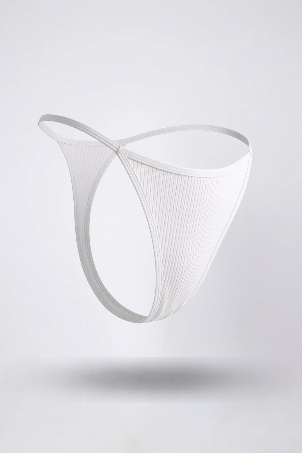 Ribbed minimalist thong in white#Color_White