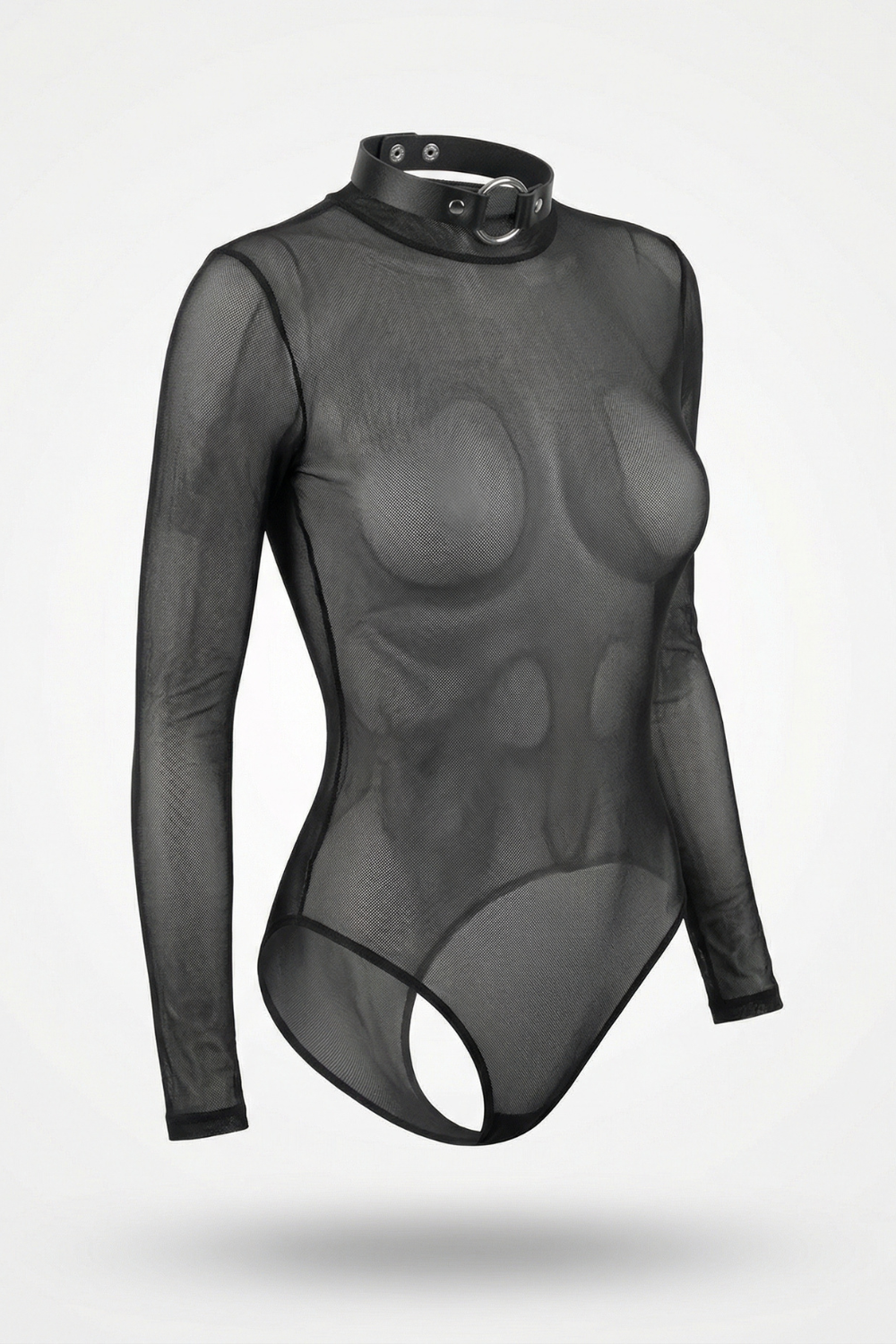 Minimalist grain finish with O-ring choker harness in black #Color_Black
