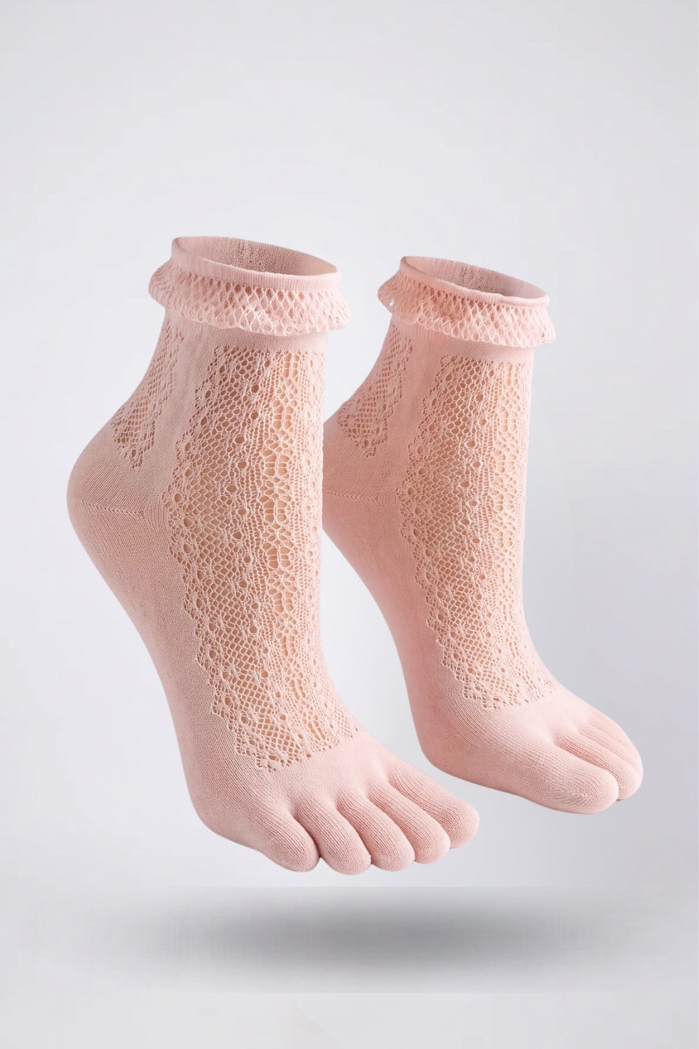 Sheer lace five-toe stockings in pink#Color_Pink