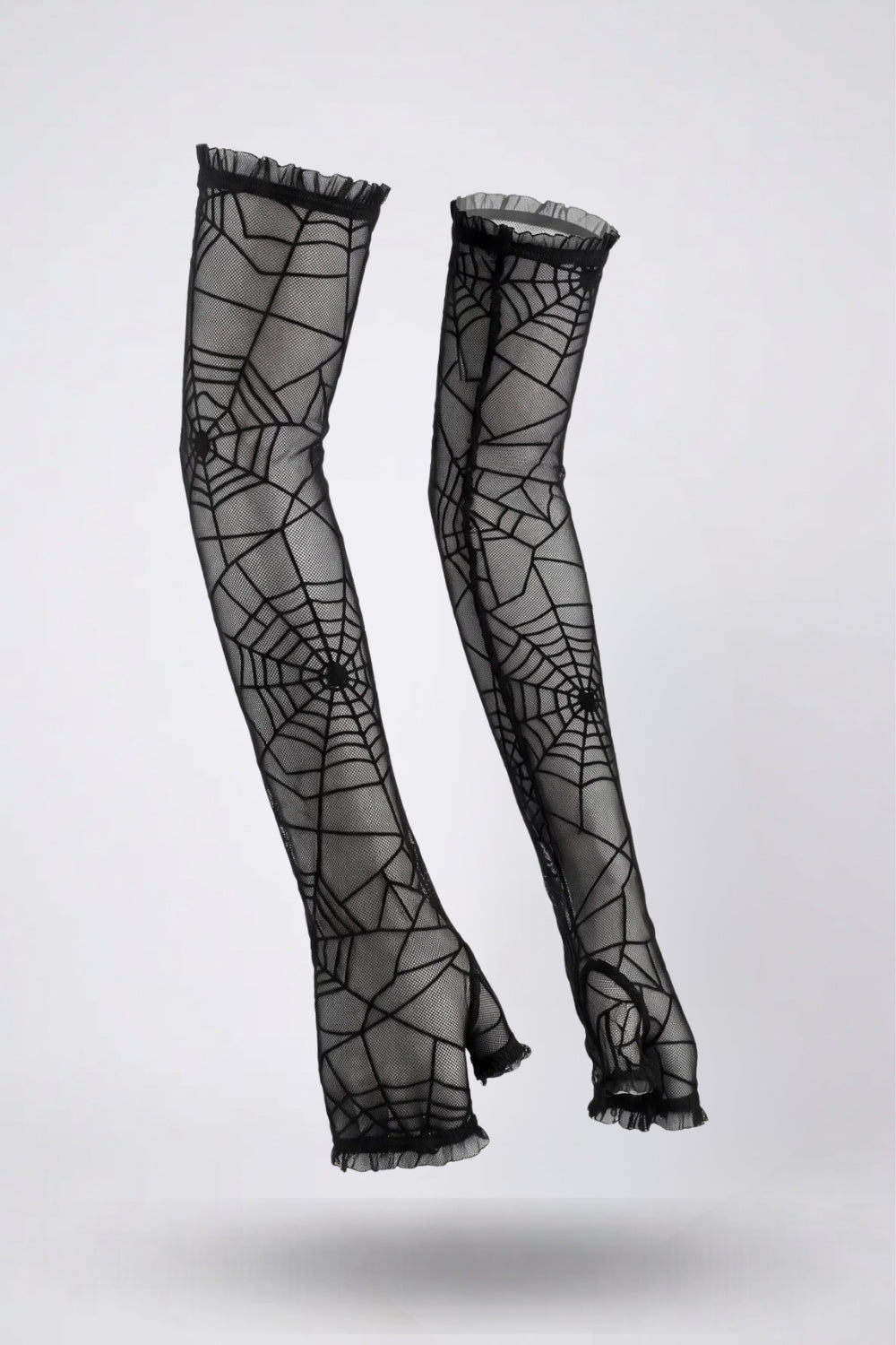 Sheer spiderweb fingerless gloves in black #Color_Black