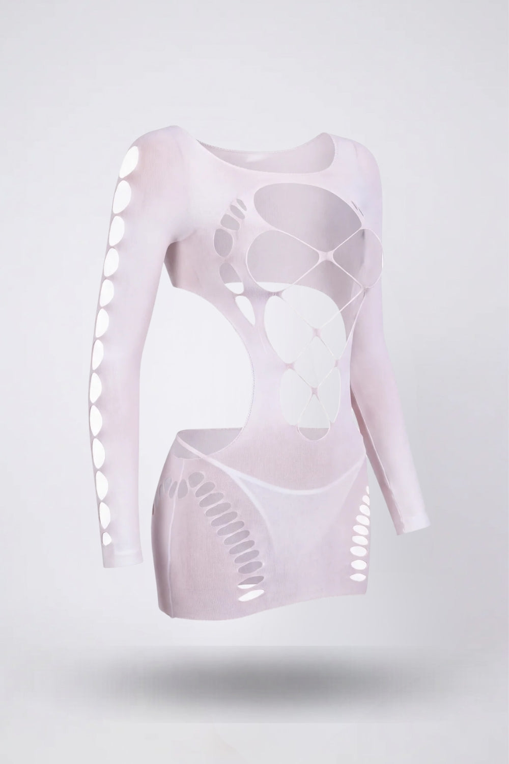 Strappy cutout detail bodystocking in white#Color_White