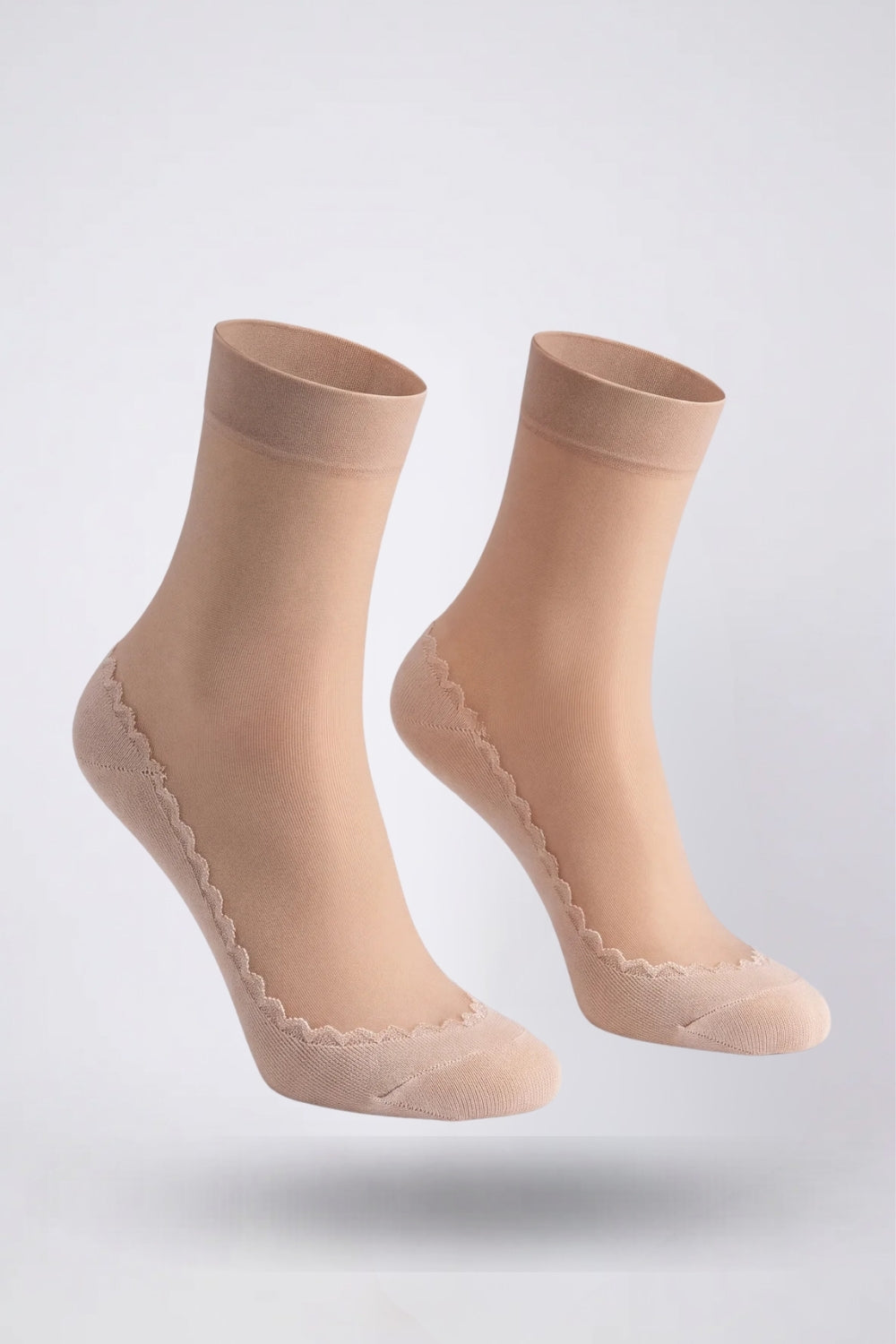 Ultra-thin sheer cotton sole stockings in nude#Color_Nude