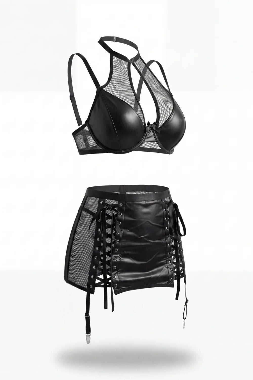 Mesh halter lace-up – Lingerie set