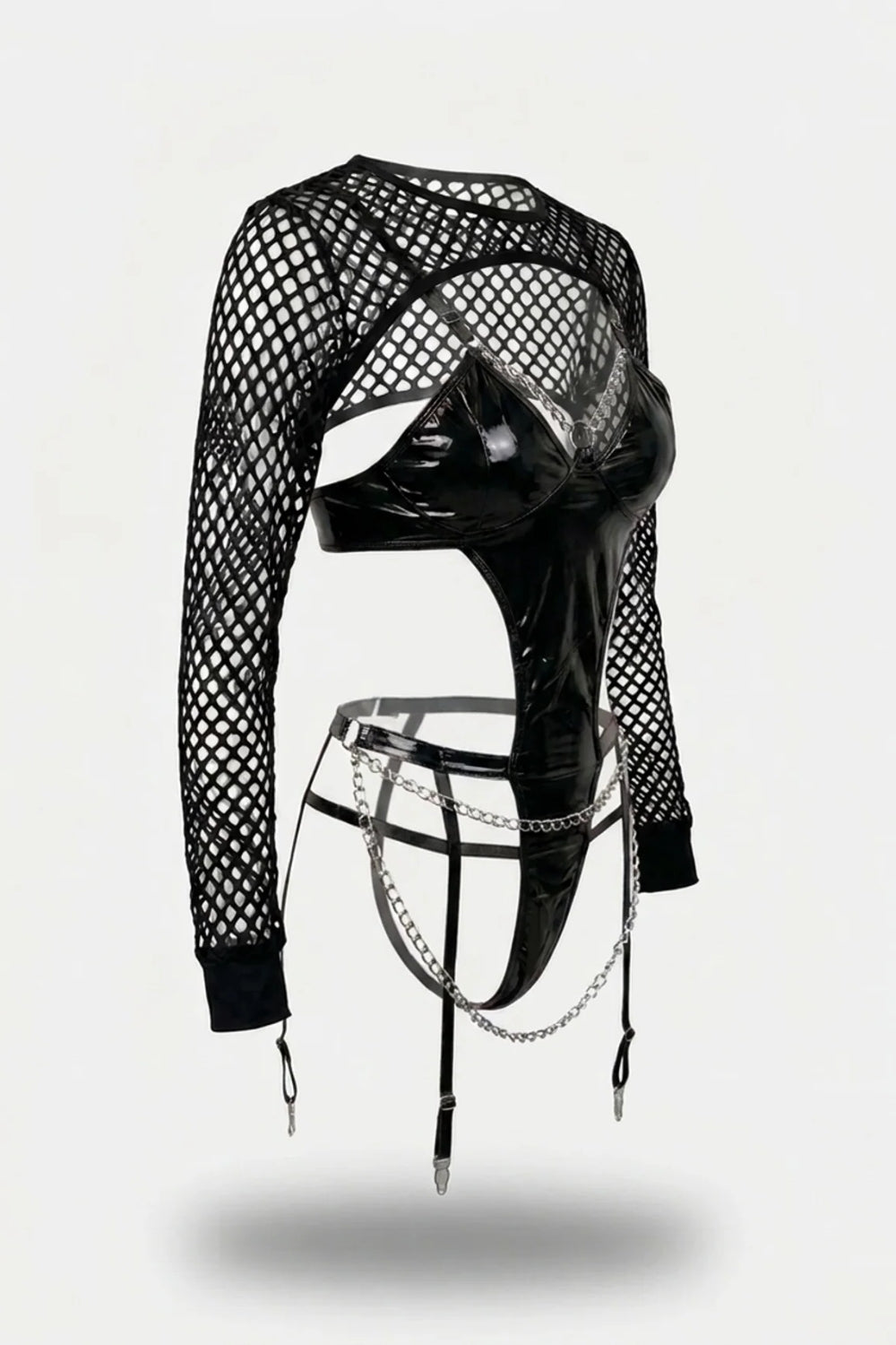 Chain detail latex design – Garter bodysuit