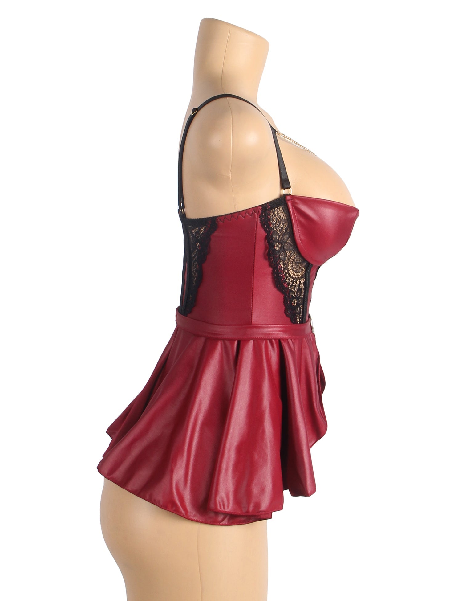 Sheer panel leather design – Mini dress