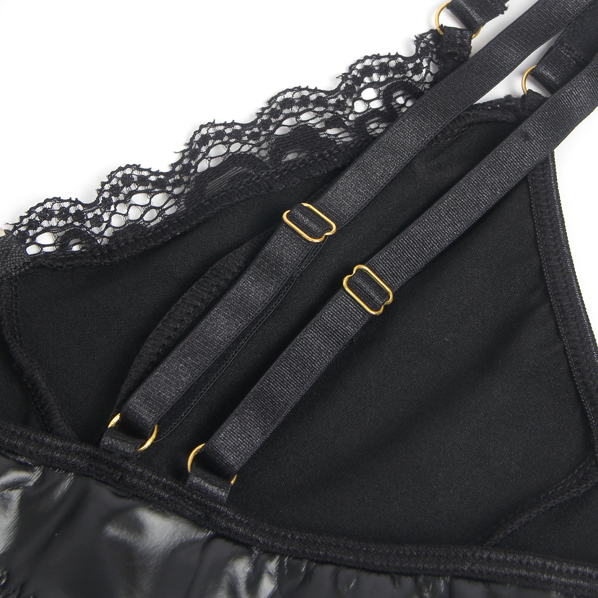 Lace-trim zip-front silhouette – Bodysuit