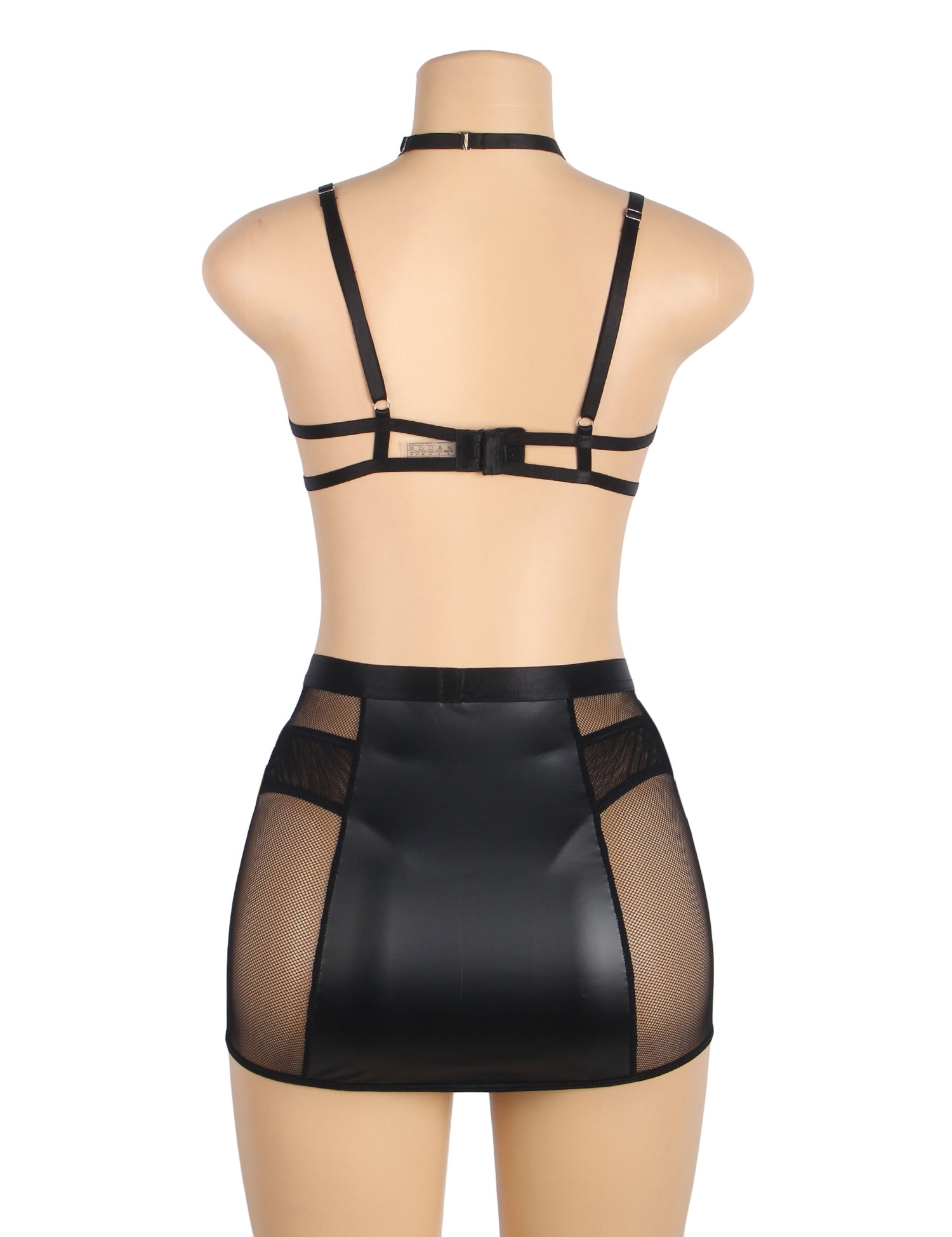 Sheer mesh lace-up design – Lingerie set
