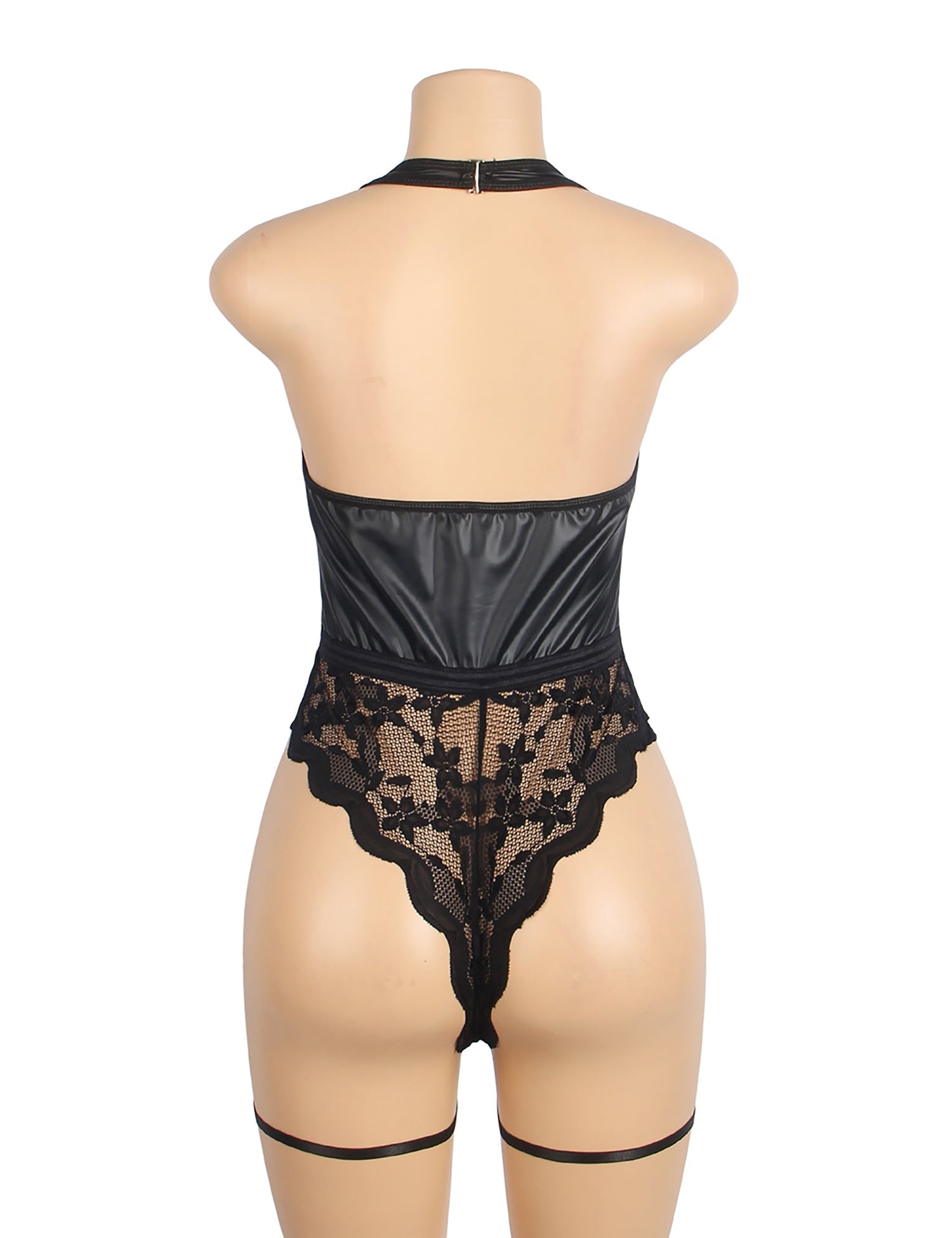 Zip-front lace contrast – Bodysuit