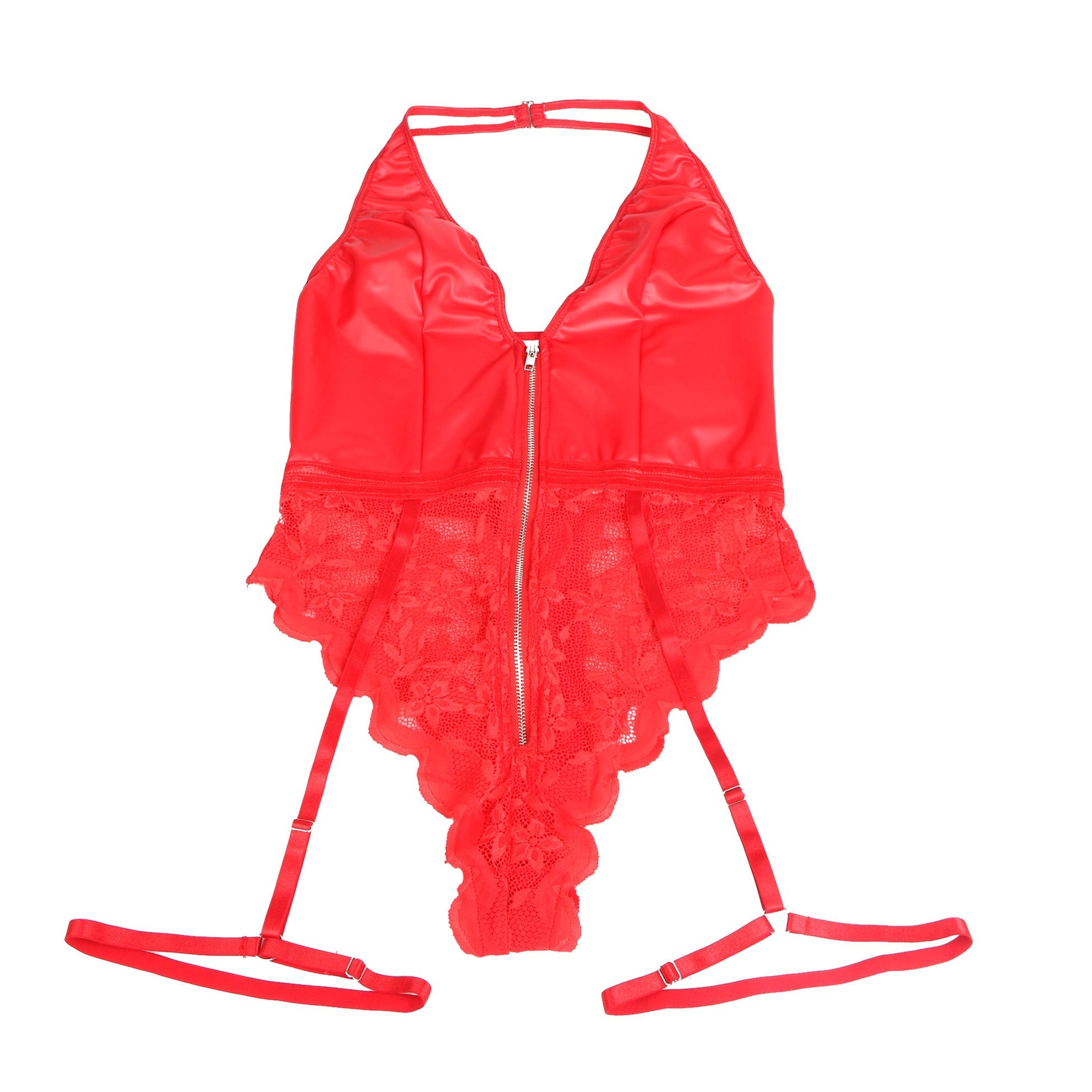 Zip-front lace contrast – Bodysuit