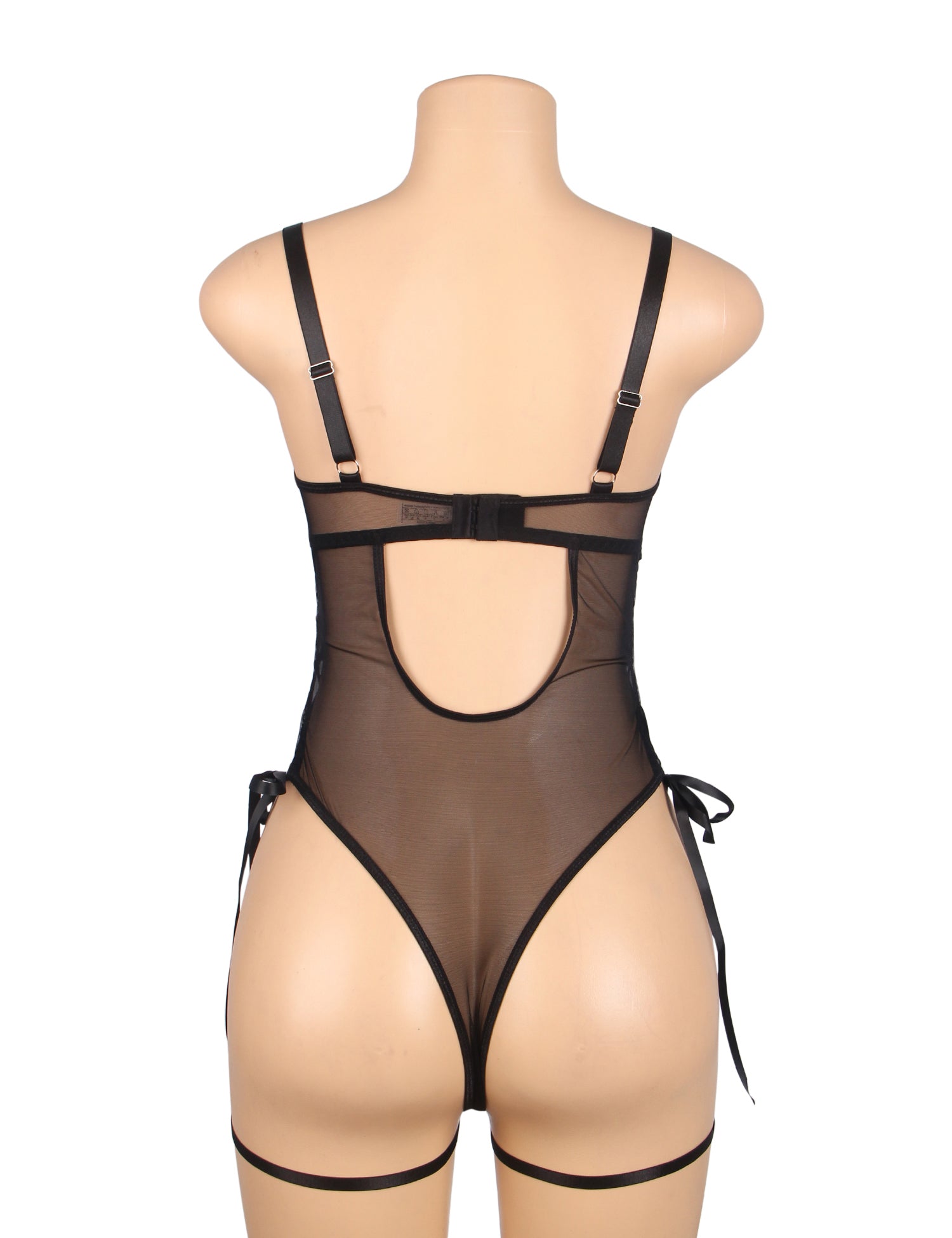 Sheer mesh lace-up silhouette – Bodysuit