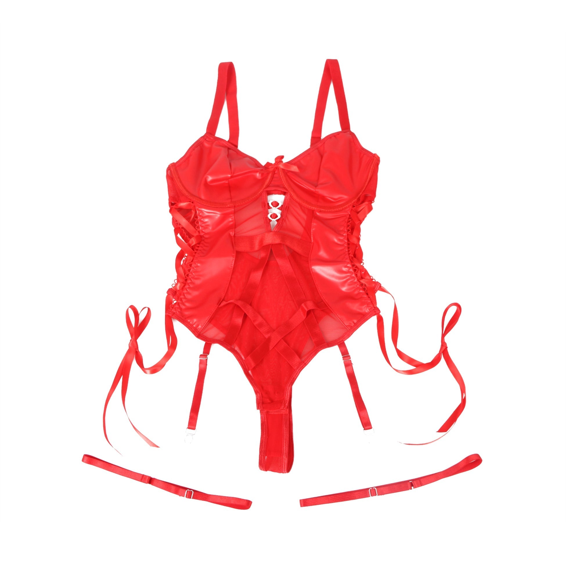 Lace-up mesh panel design – Bodysuit