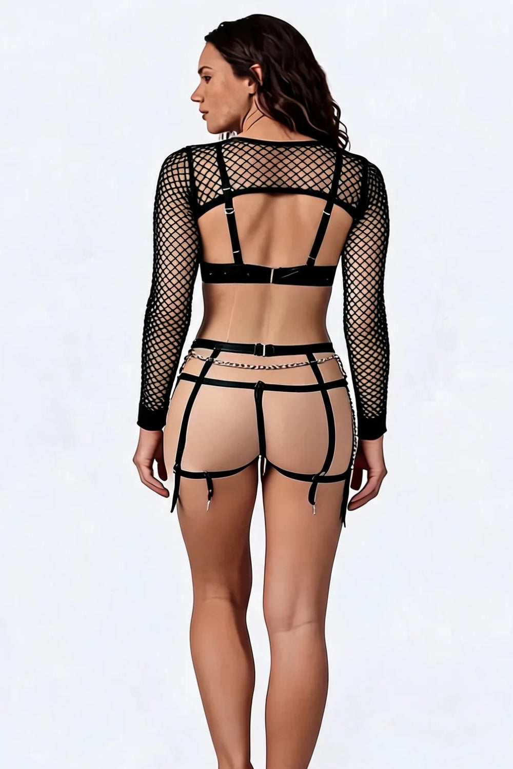 Chain detail latex design – Garter bodysuit