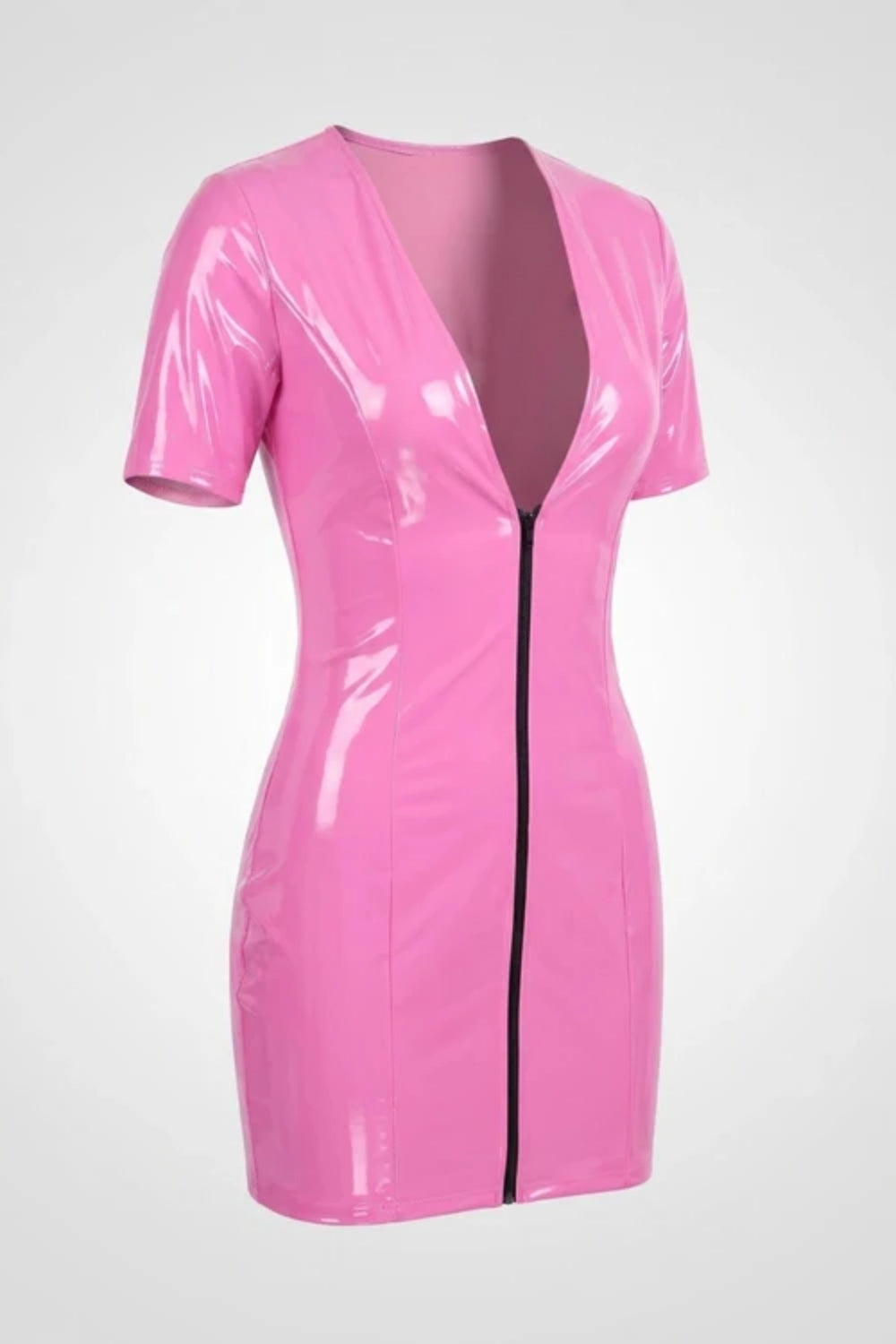 Plunging zip-front – Mini dress