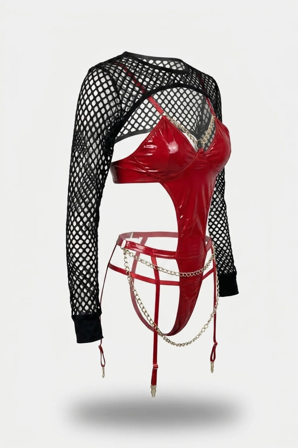 Chain detail latex design – Garter bodysuit