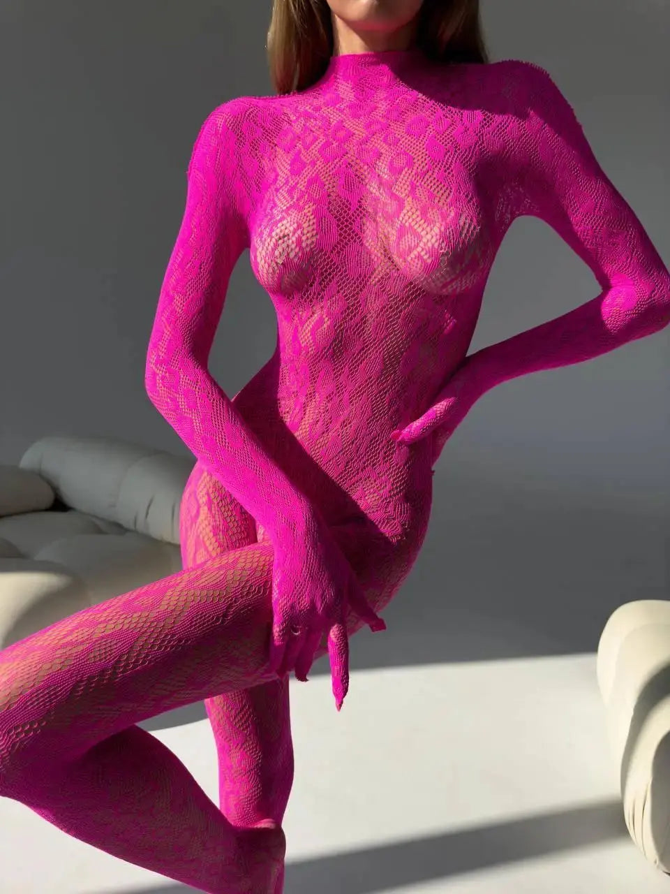 Floral lace open-back – Stockings