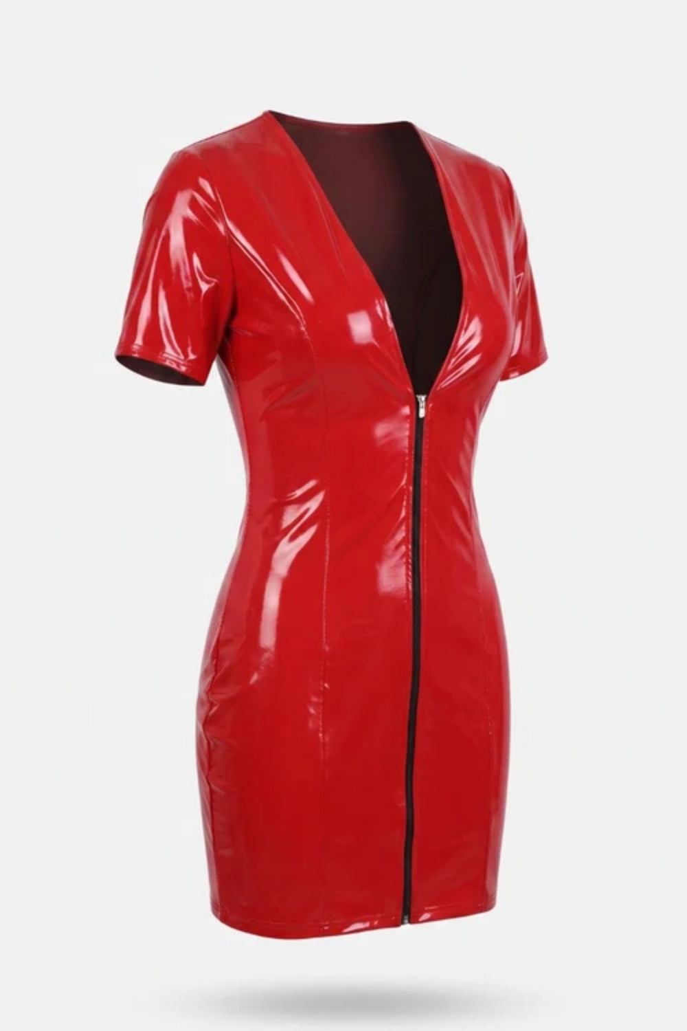 Plunging zip-front – Mini dress