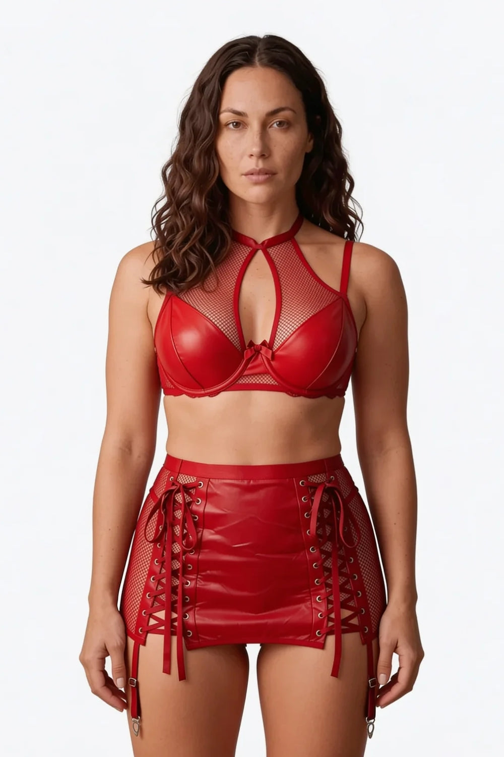Mesh halter lace-up – Lingerie set