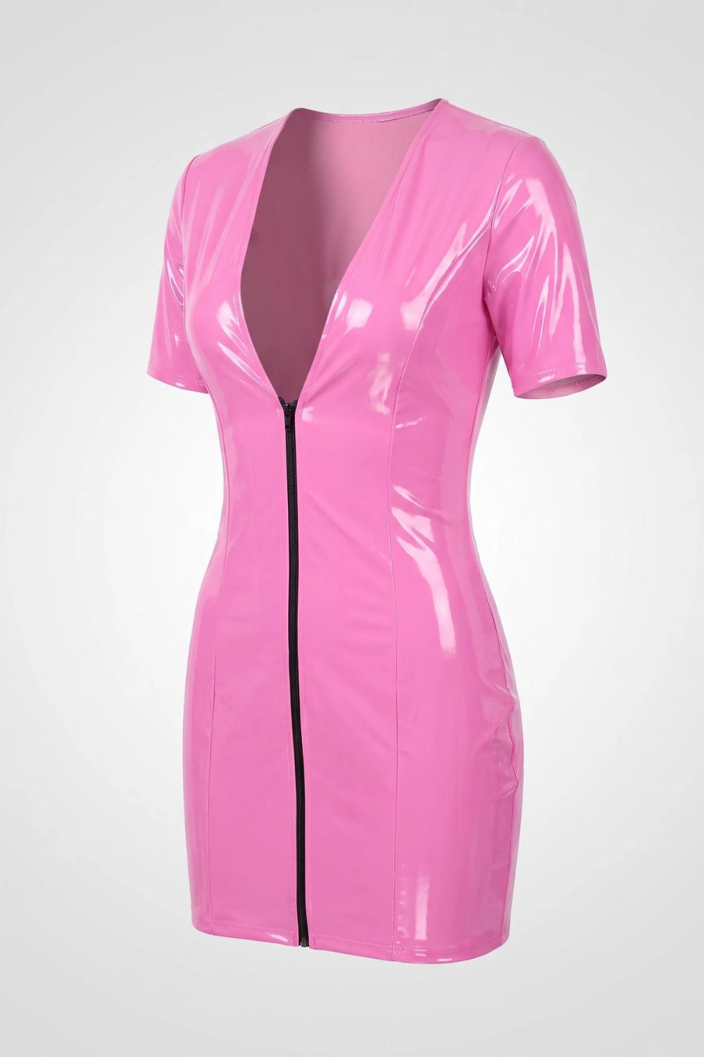 Plunging zip-front – Mini dress