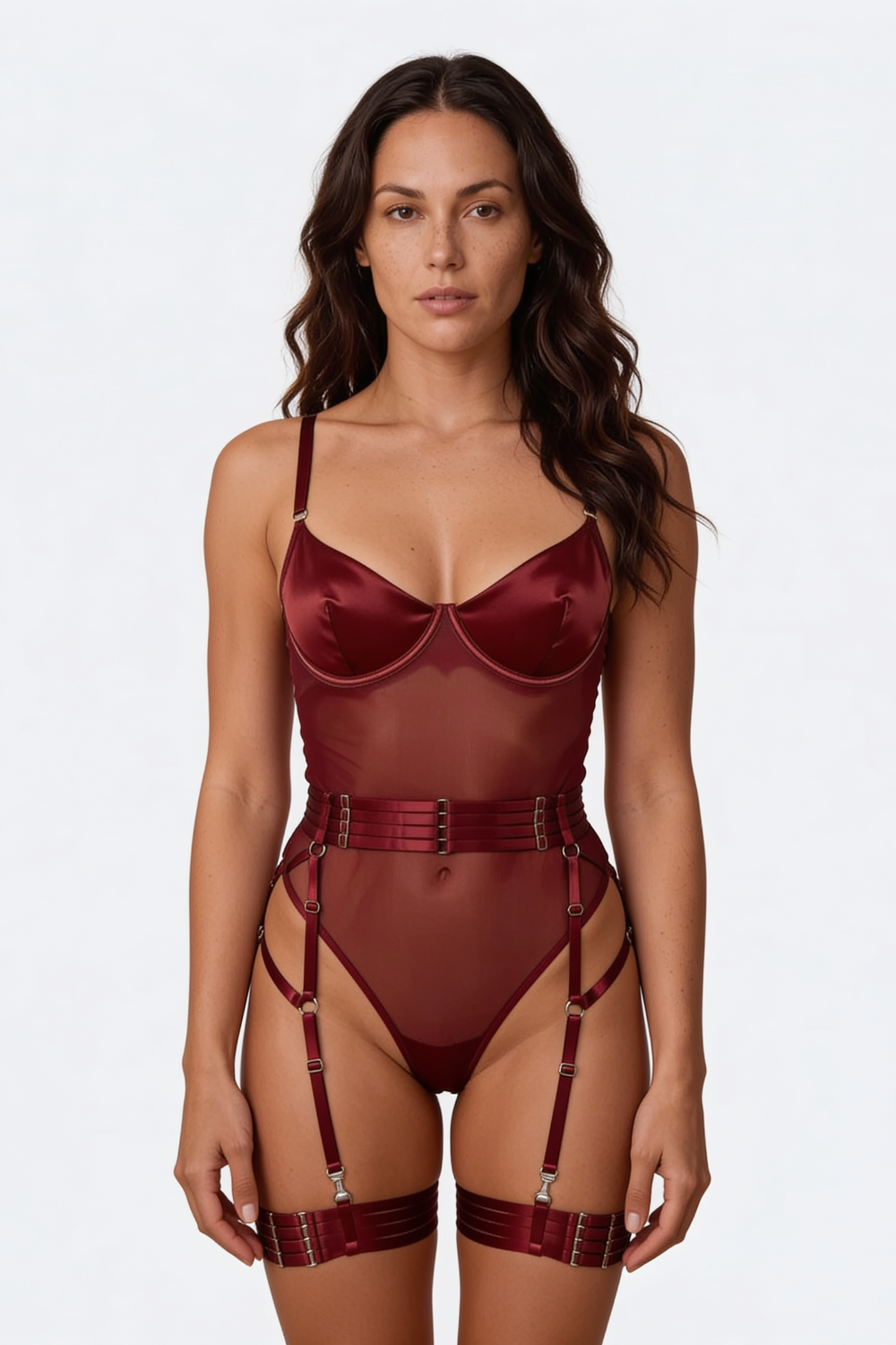 Burgundy sculpt allure – Bodysuit