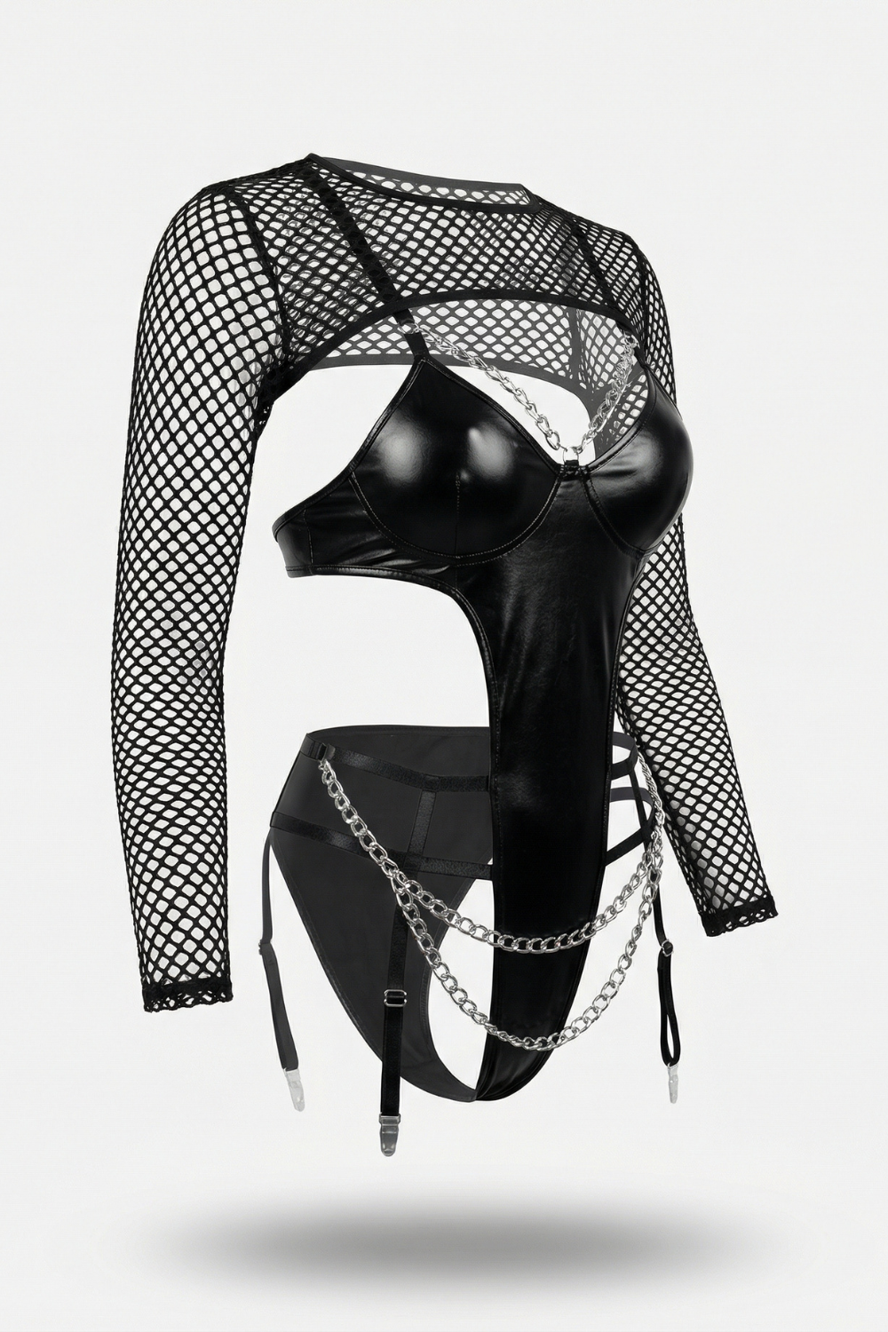 Chain detail latex design – Garter bodysuit