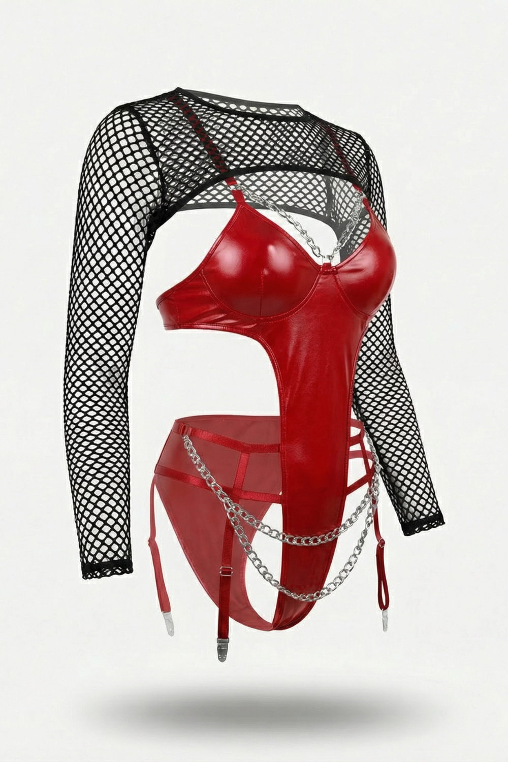 Chain detail latex design – Garter bodysuit