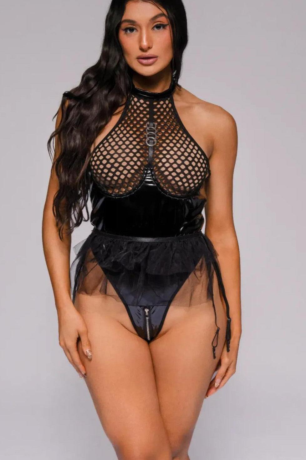 Midnight mesh temptation – Bodysuit