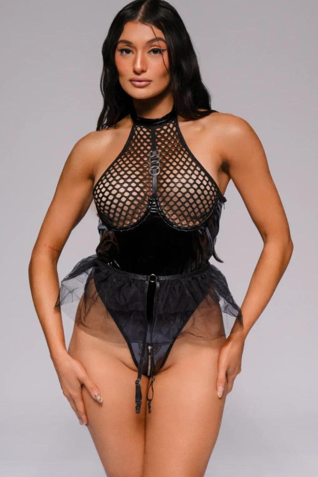Midnight mesh temptation – Bodysuit