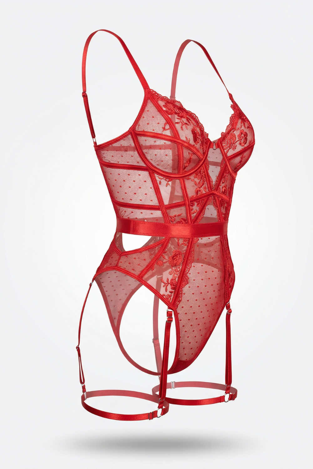 Embroidered scarlet allure – Bodysuit