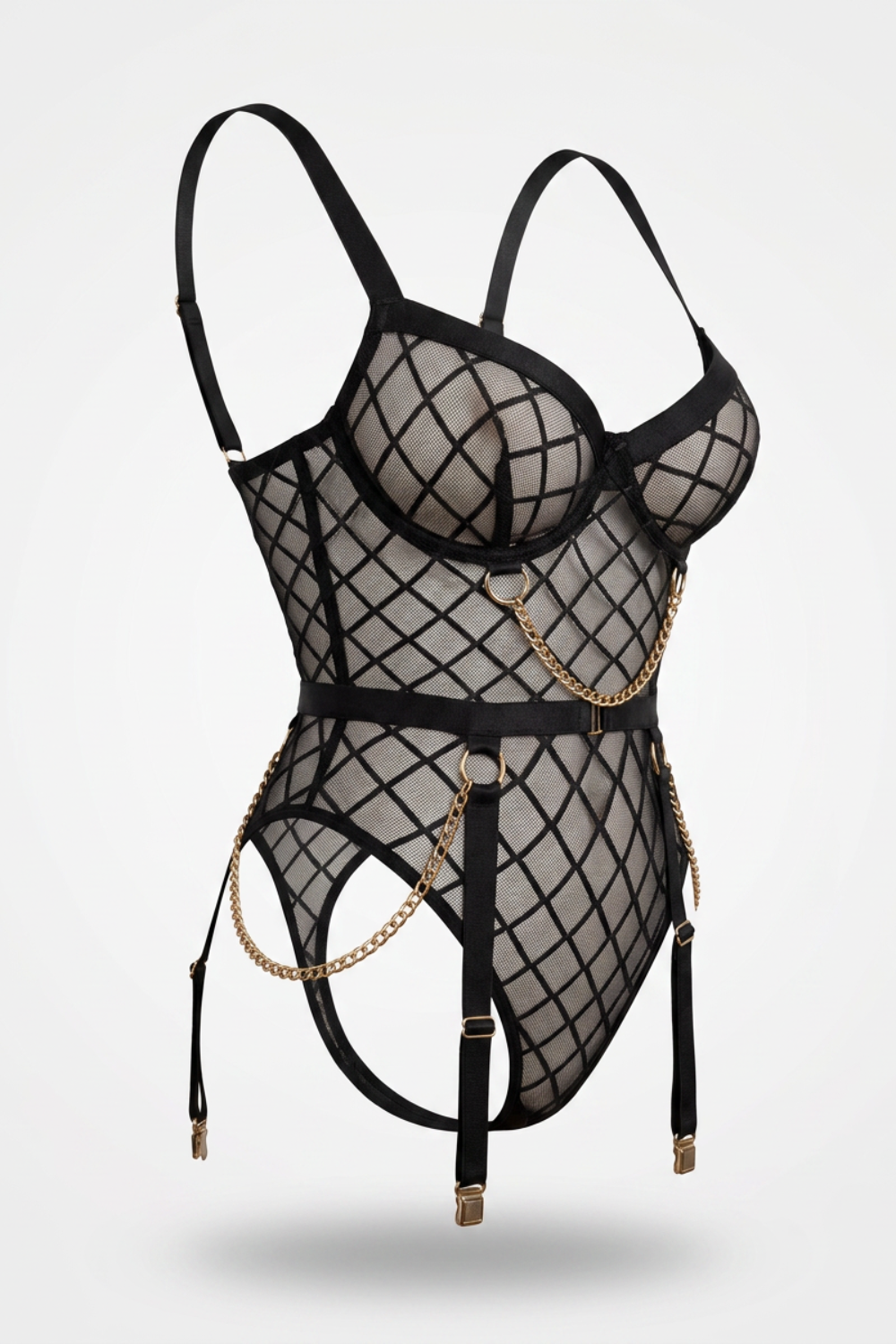 Fishnet garter bodysuit – Teddy