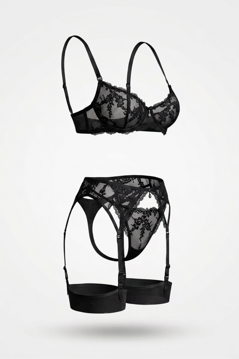 Floral embroidered garter – Lingerie set