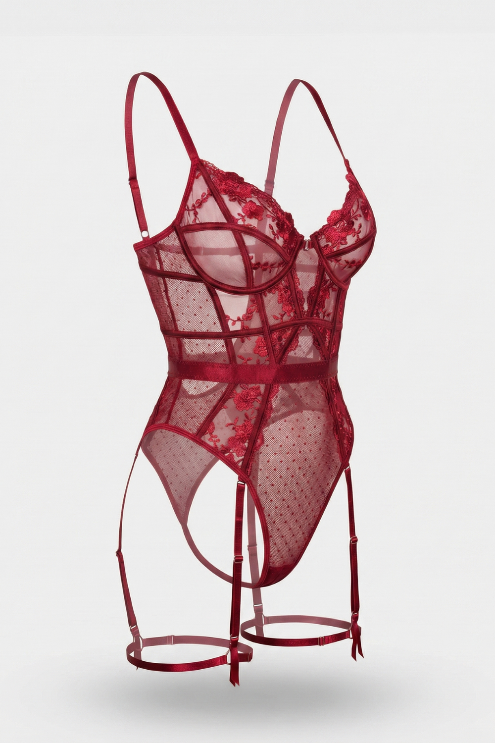Floral lace garter detail – Bodysuit