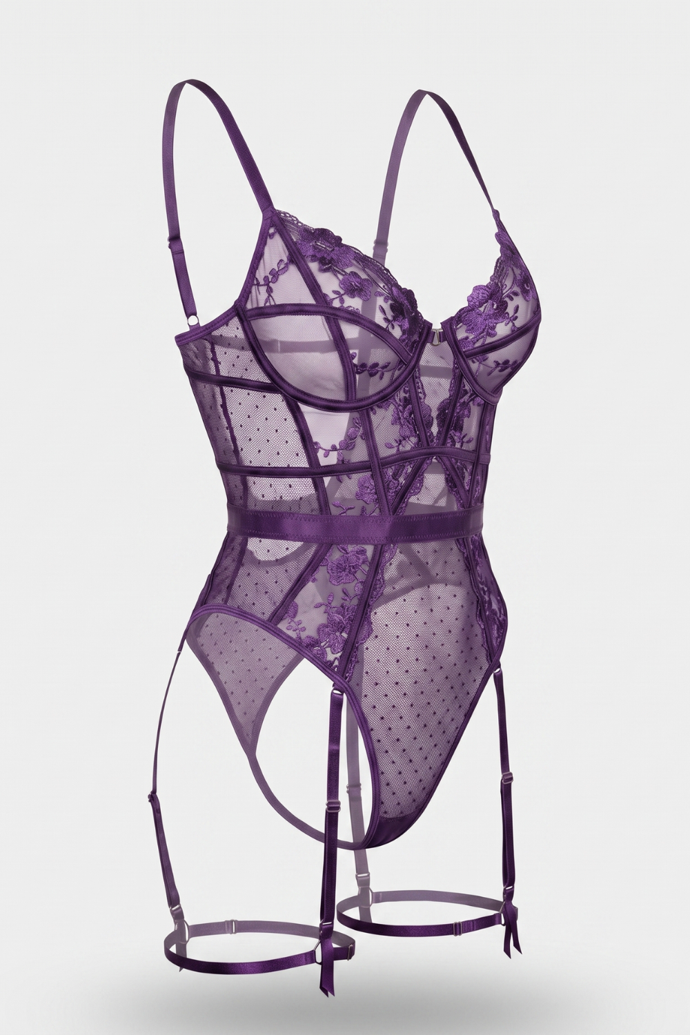 Floral lace garter detail – Bodysuit