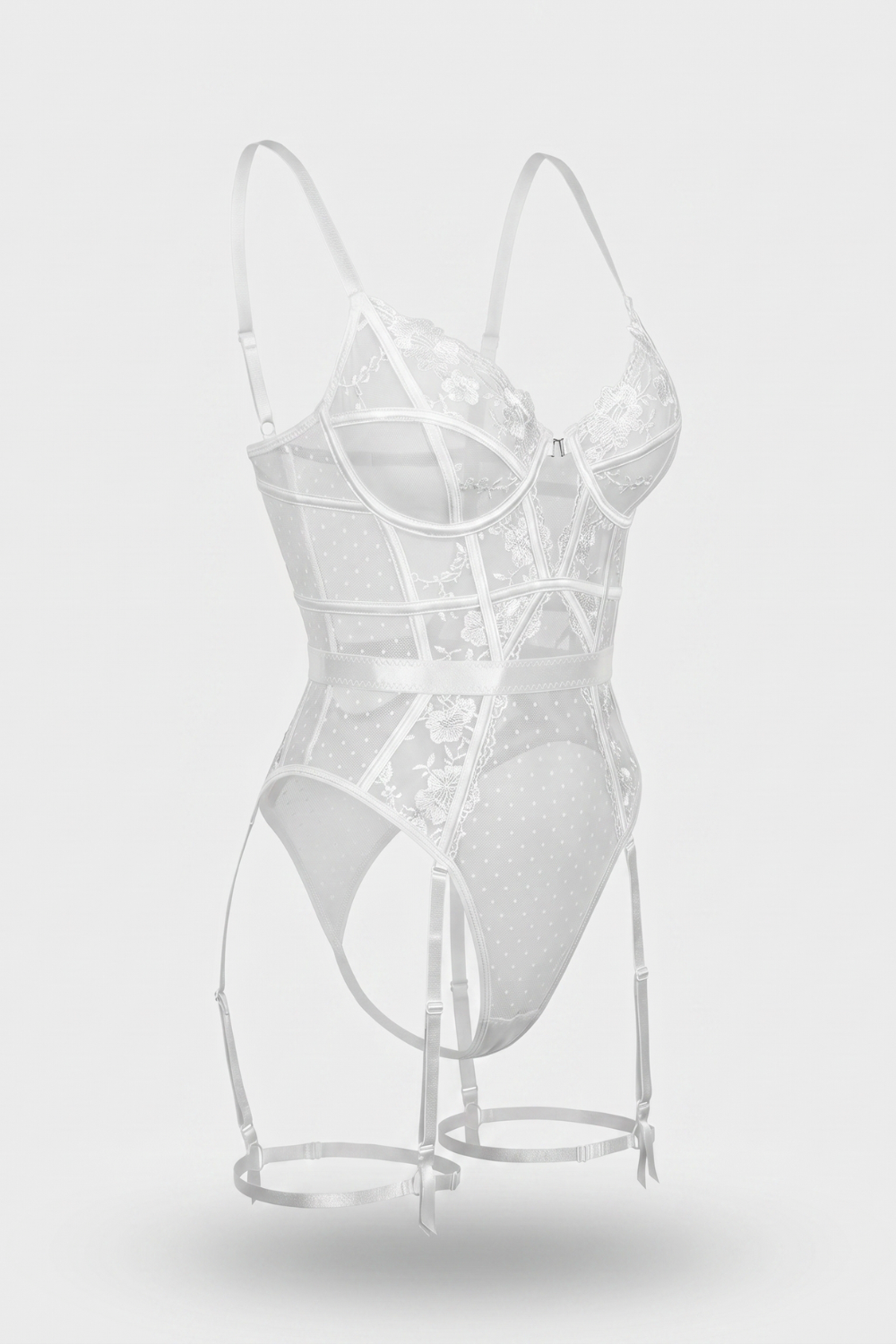 Floral lace garter detail – Bodysuit