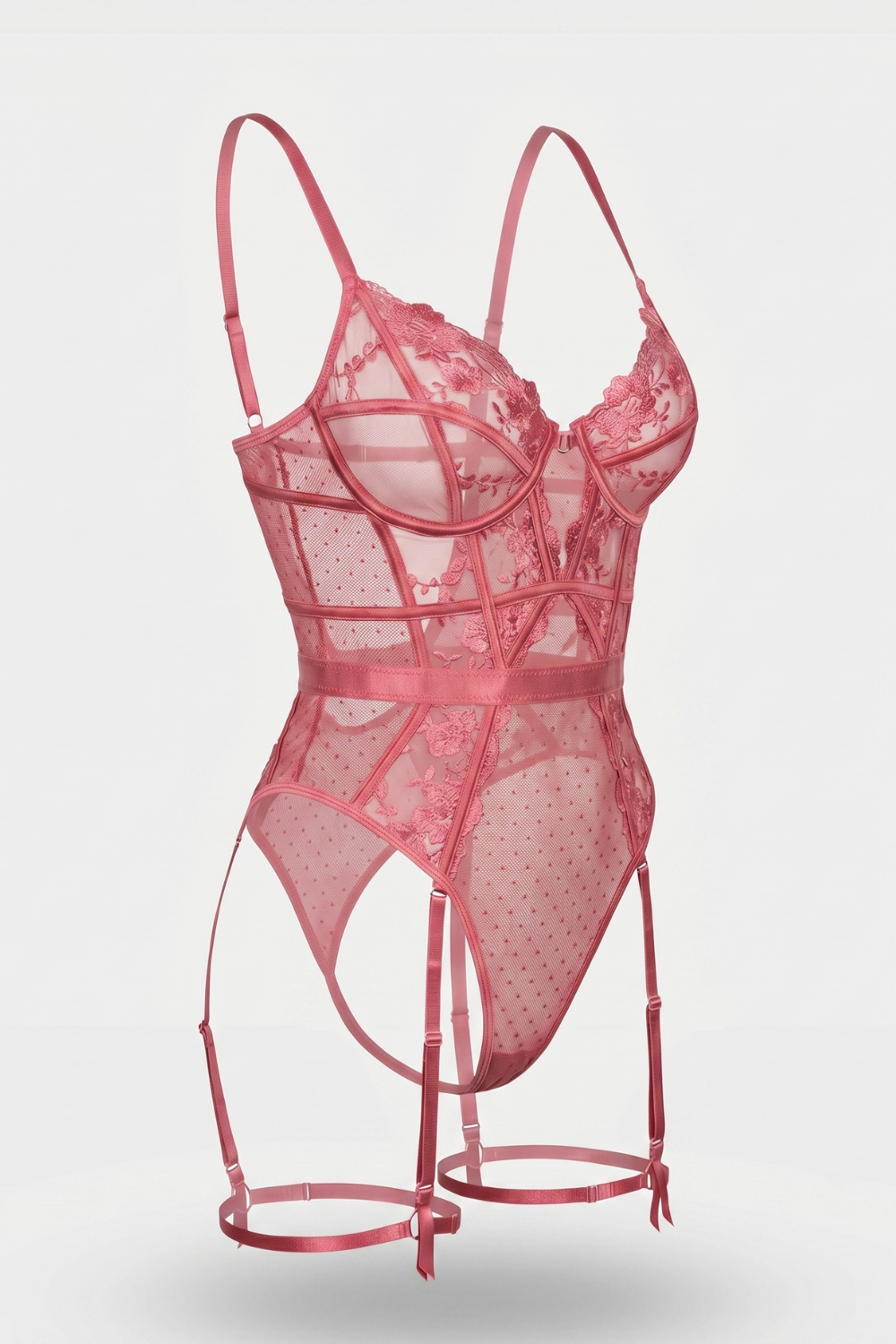 Floral lace garter detail – Bodysuit