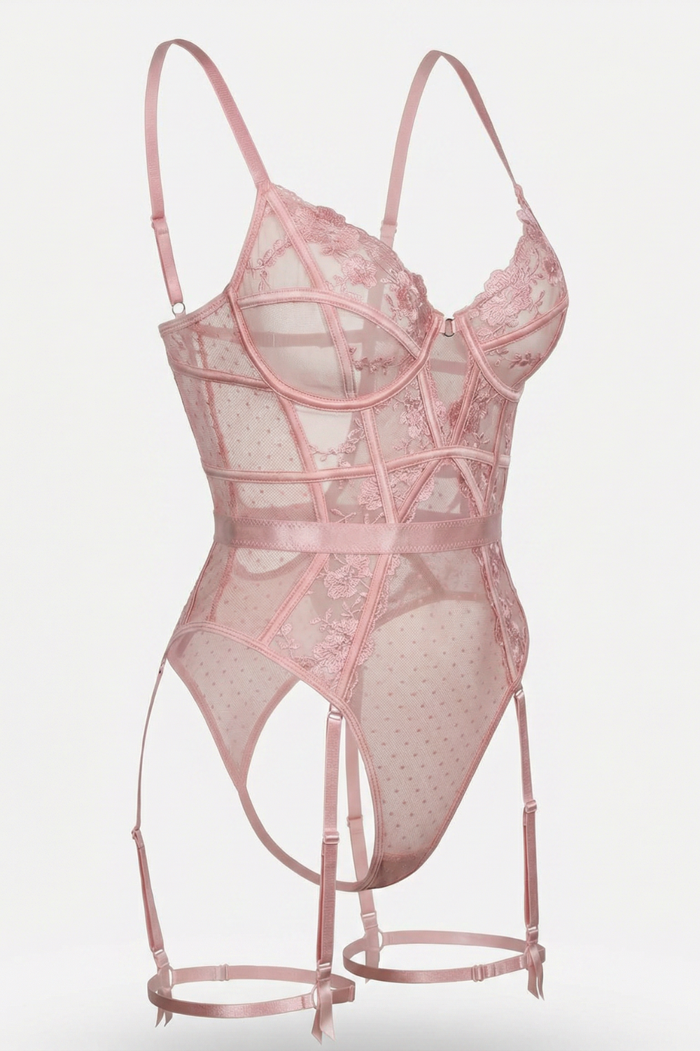 Floral lace garter detail – Bodysuit