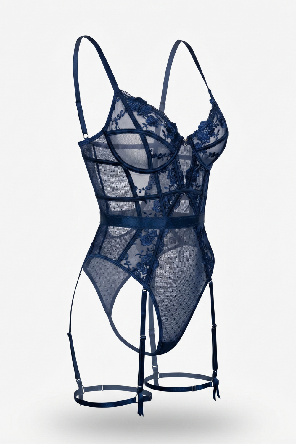 Floral lace garter detail – Bodysuit