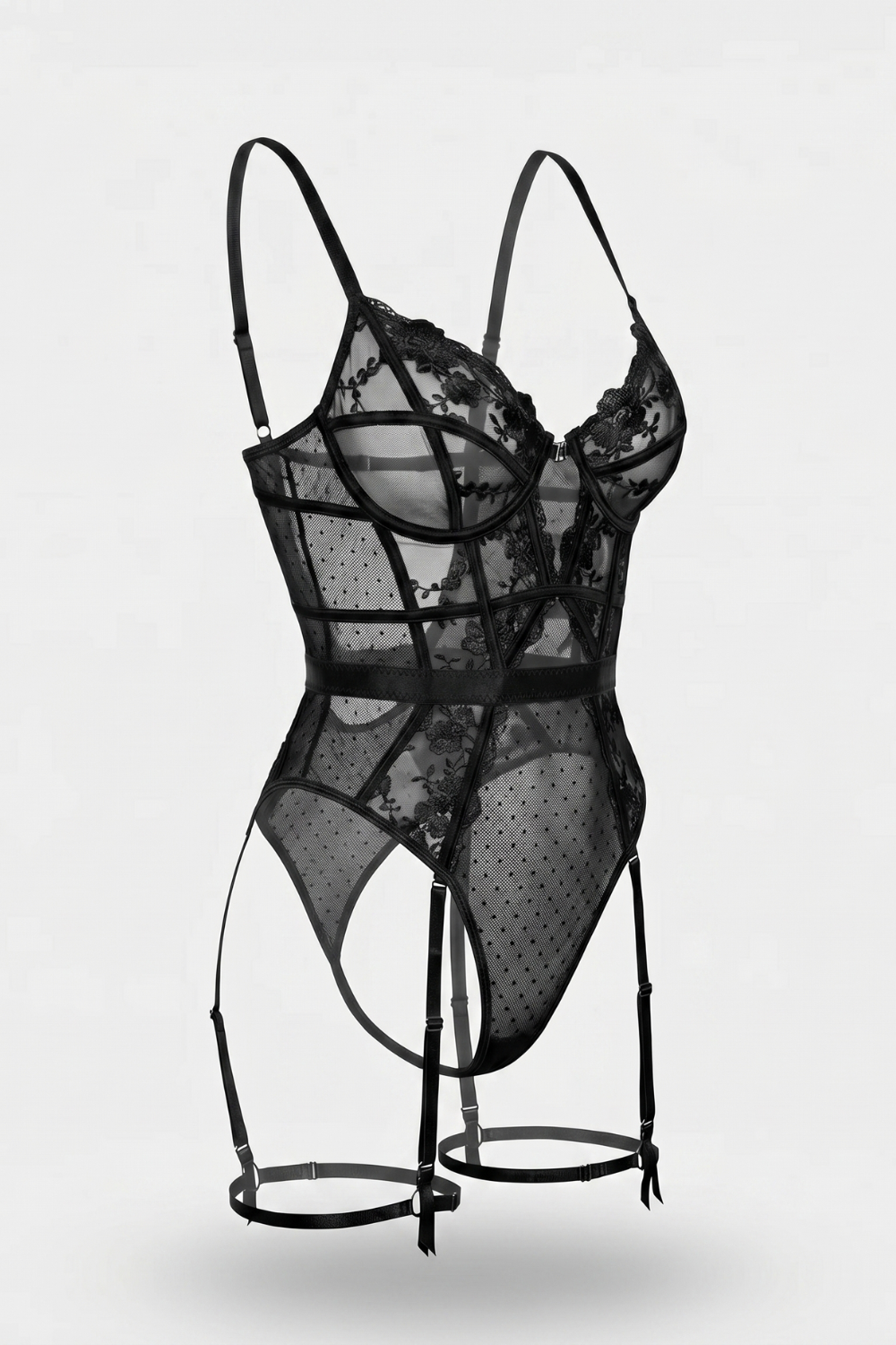 Floral lace garter detail – Bodysuit