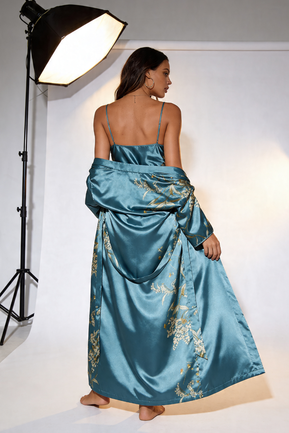 Floral satin drape – Slip dress