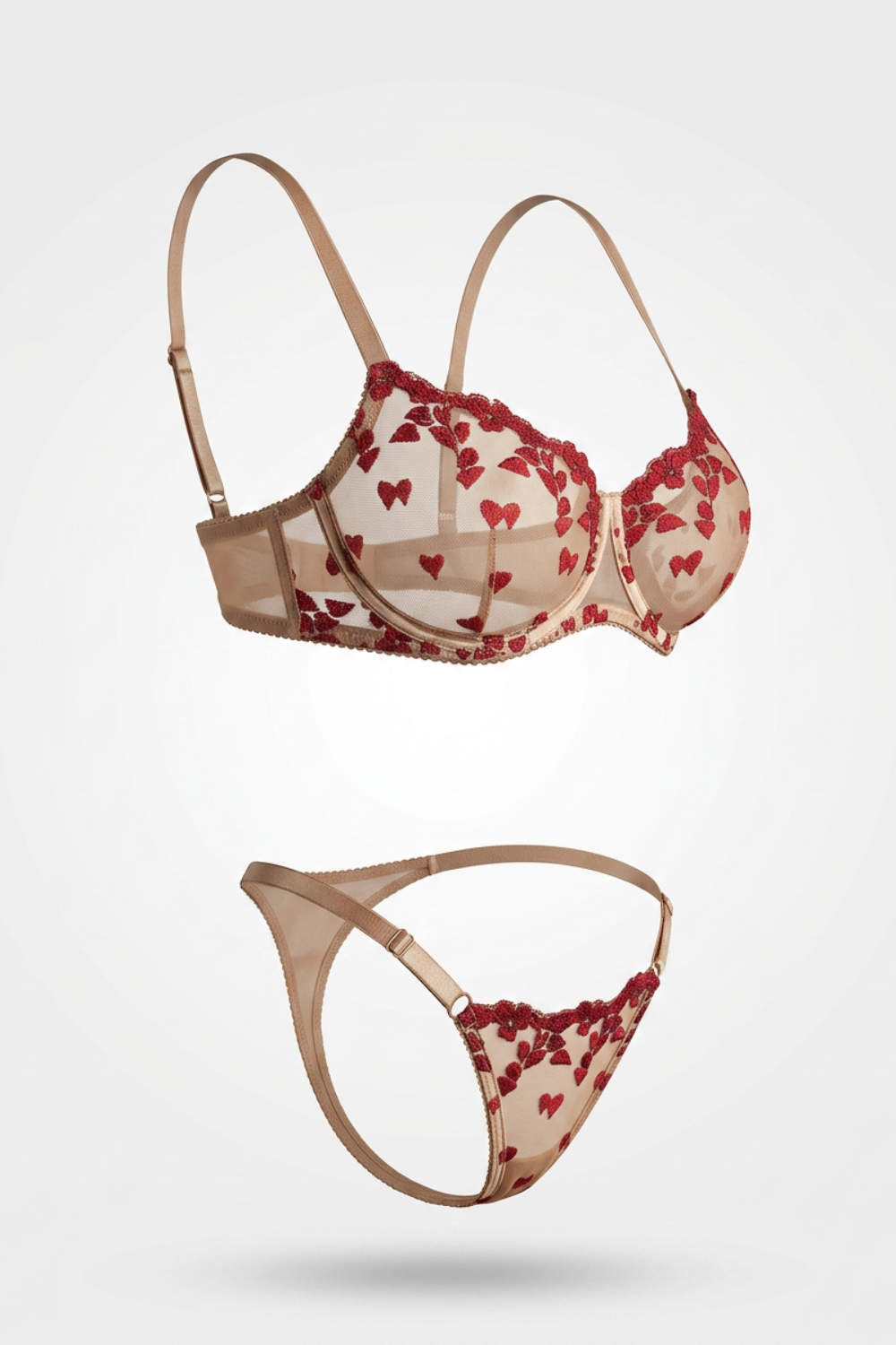 Heart embroidered sheer – Lingerie set