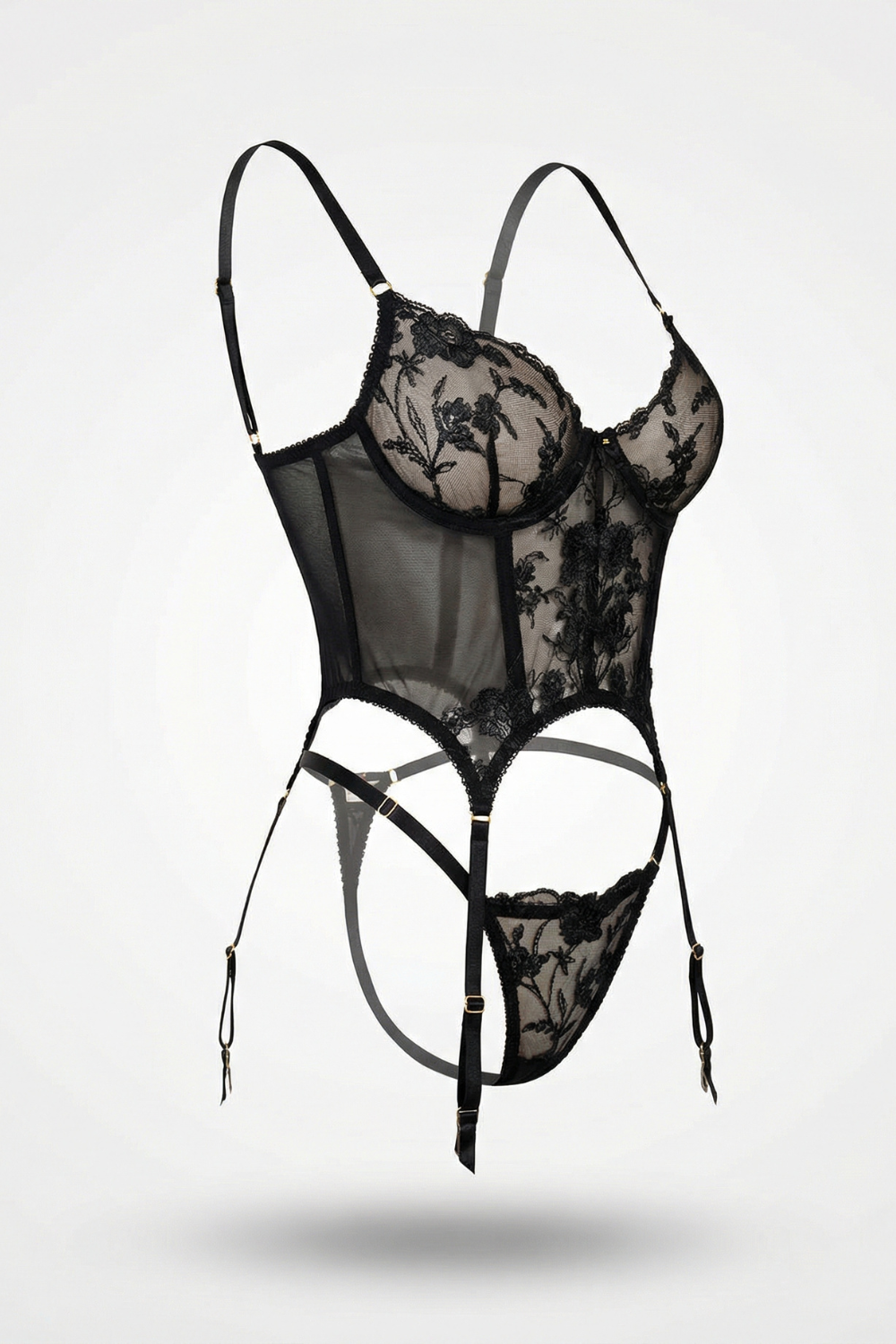 Sheer embroidered allure – Lingerie set