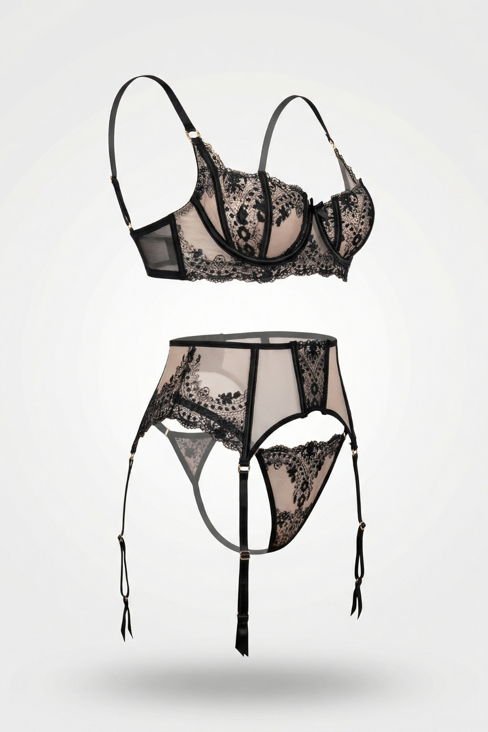 Sheer embroidered elegance – Lingerie set