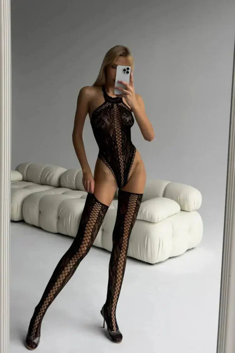 Lace fishnet halter – Bodystocking