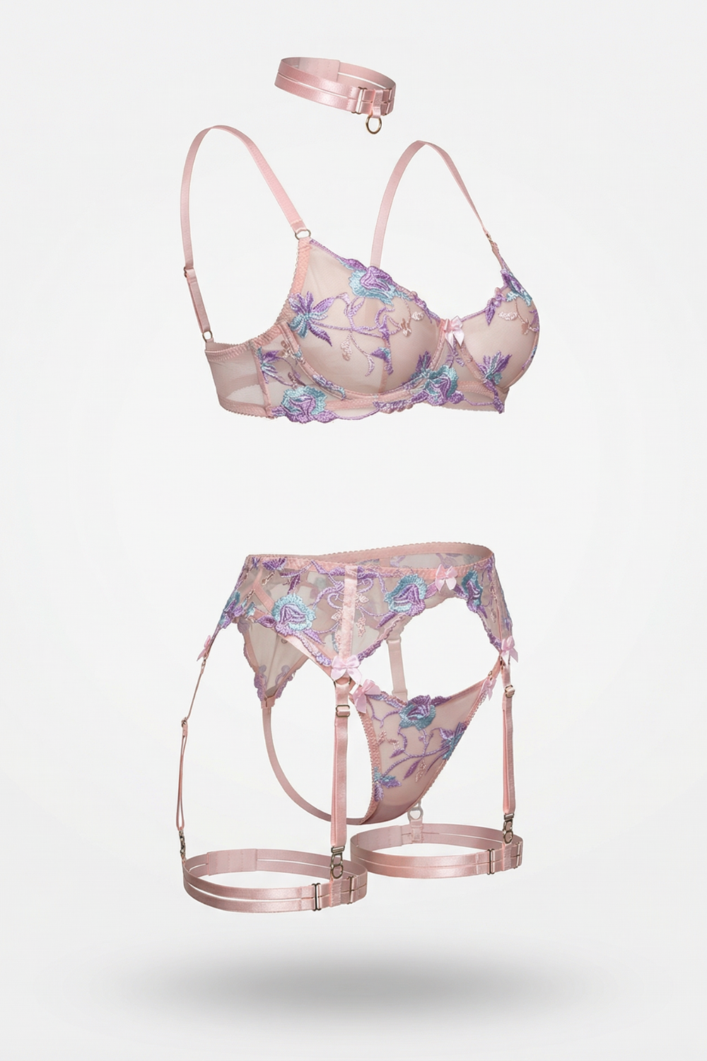 Pastel embroidered romance – Lingerie set