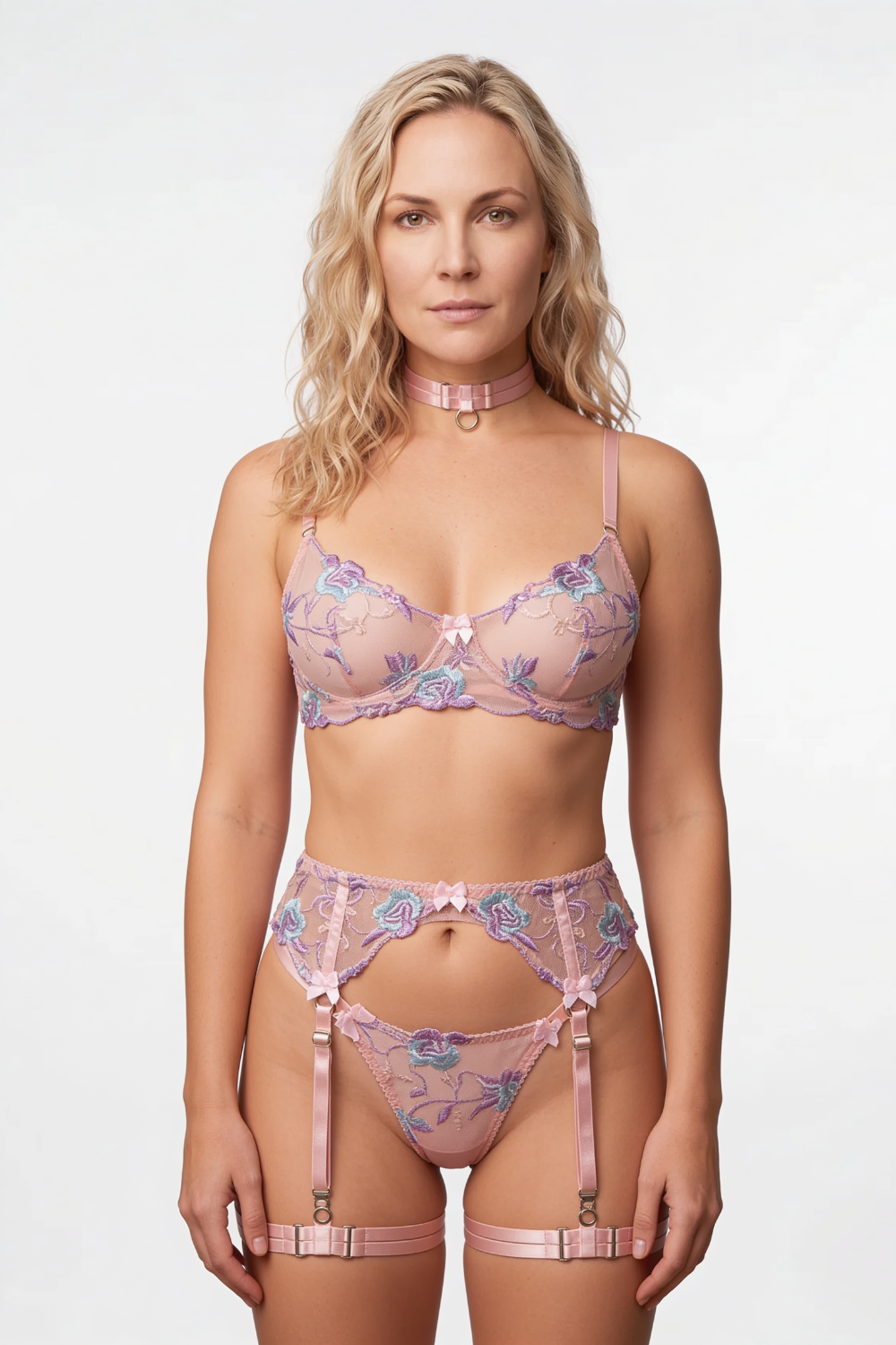 Pastel embroidered romance – Lingerie set