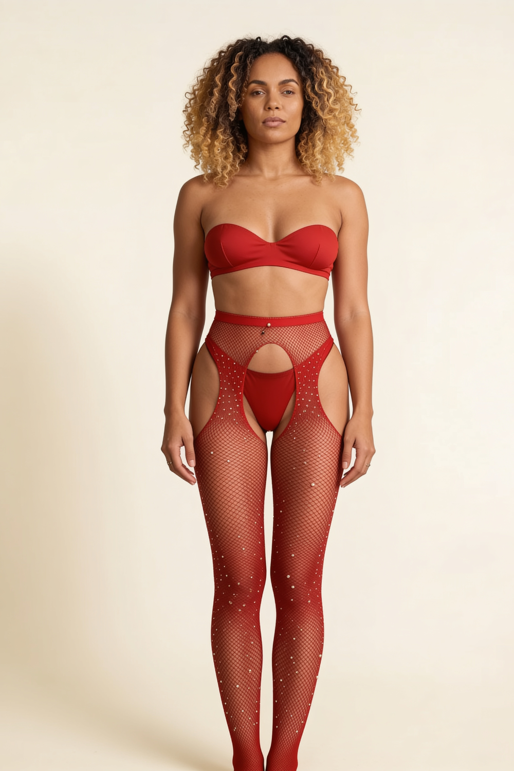 Rhinestone fishnet cutout design – Stockings
